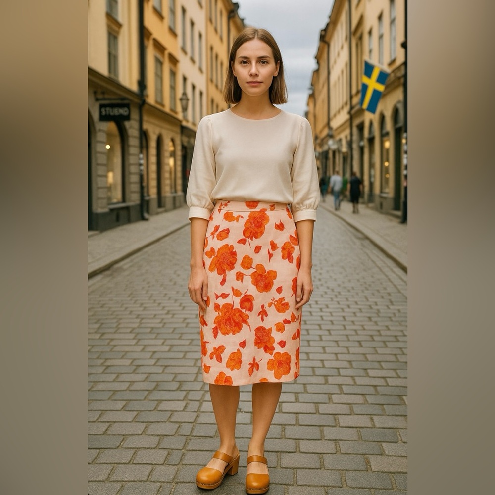 🌺 VINTAGE Brocade Floral Tapestry Midi Pencil Skirt - S